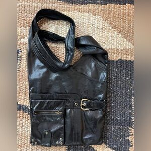 Leather crossbody bag by Viva Los Angeles Goth Moto style